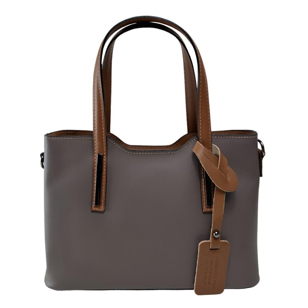 Ivan Troy Cira Gray Women's Italian Leather Top Handle Crossbody Shoulder Bag
